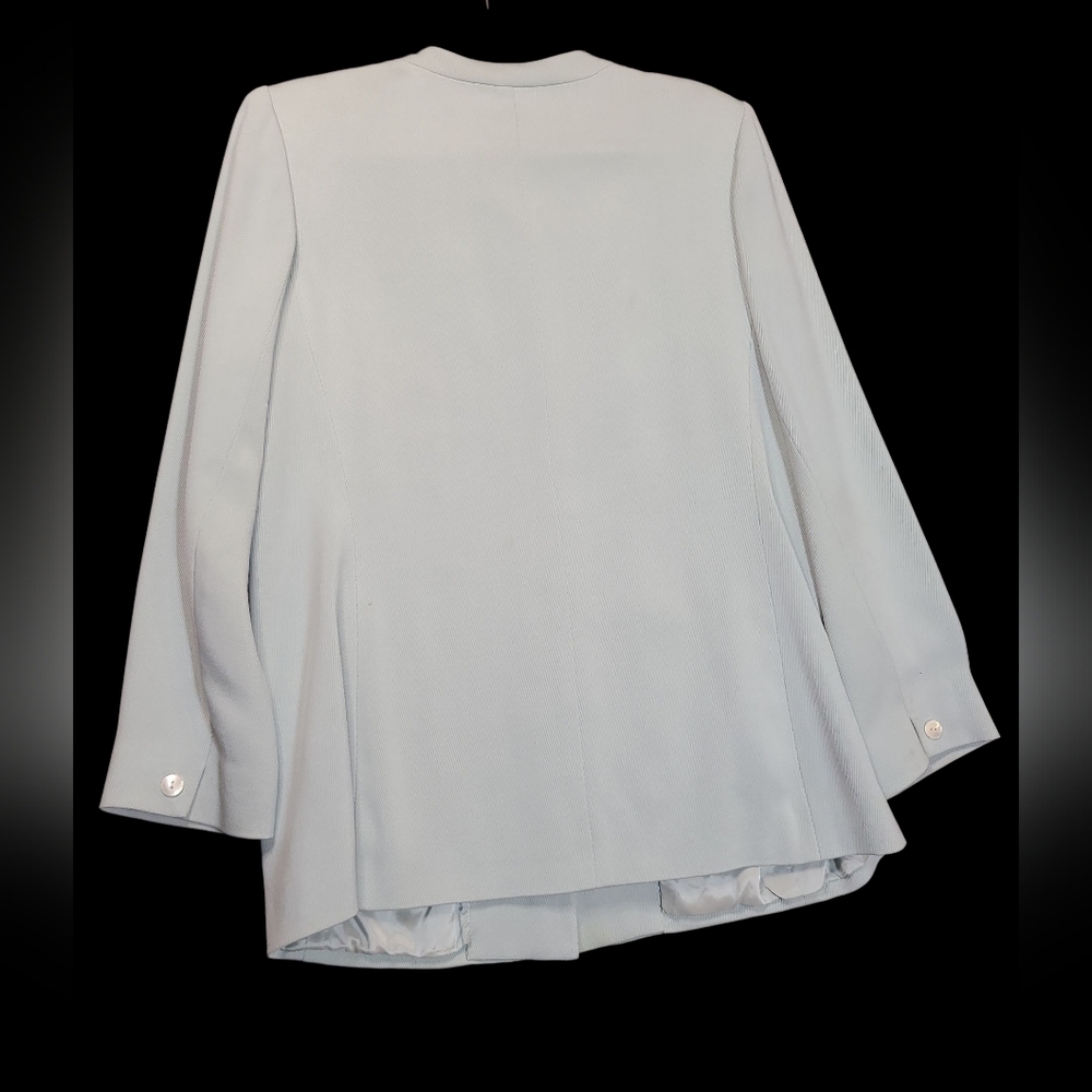 Land's End Vintage Light Blue Gray Silk And Wool  Women's Jacket Size 12p - Picture 3 of 5